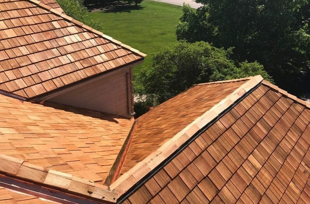 newly installed cedar roofing system